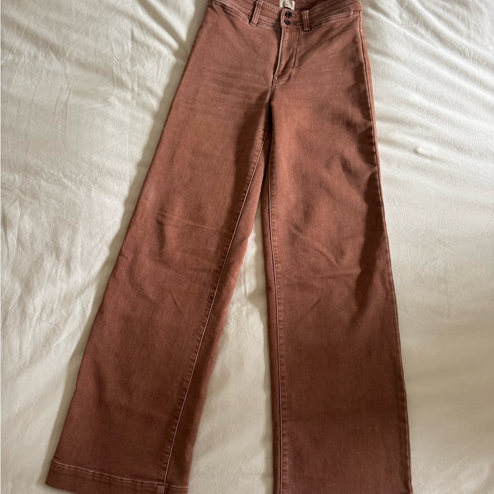 Faherty Wide Leg Rust Brown Jeans
